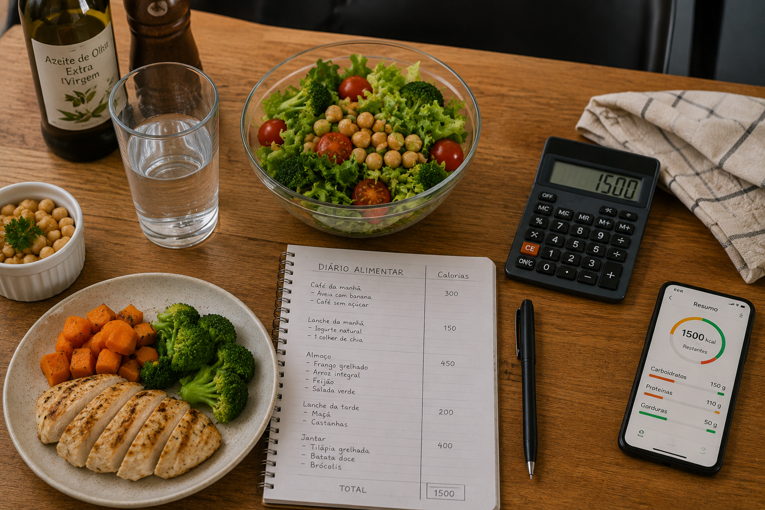Planejamento de déficit calórico com alimentos balanceados