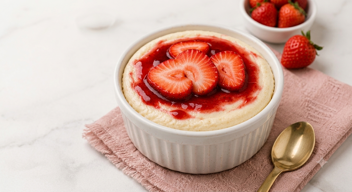 Cheesecake proteico com morangos
