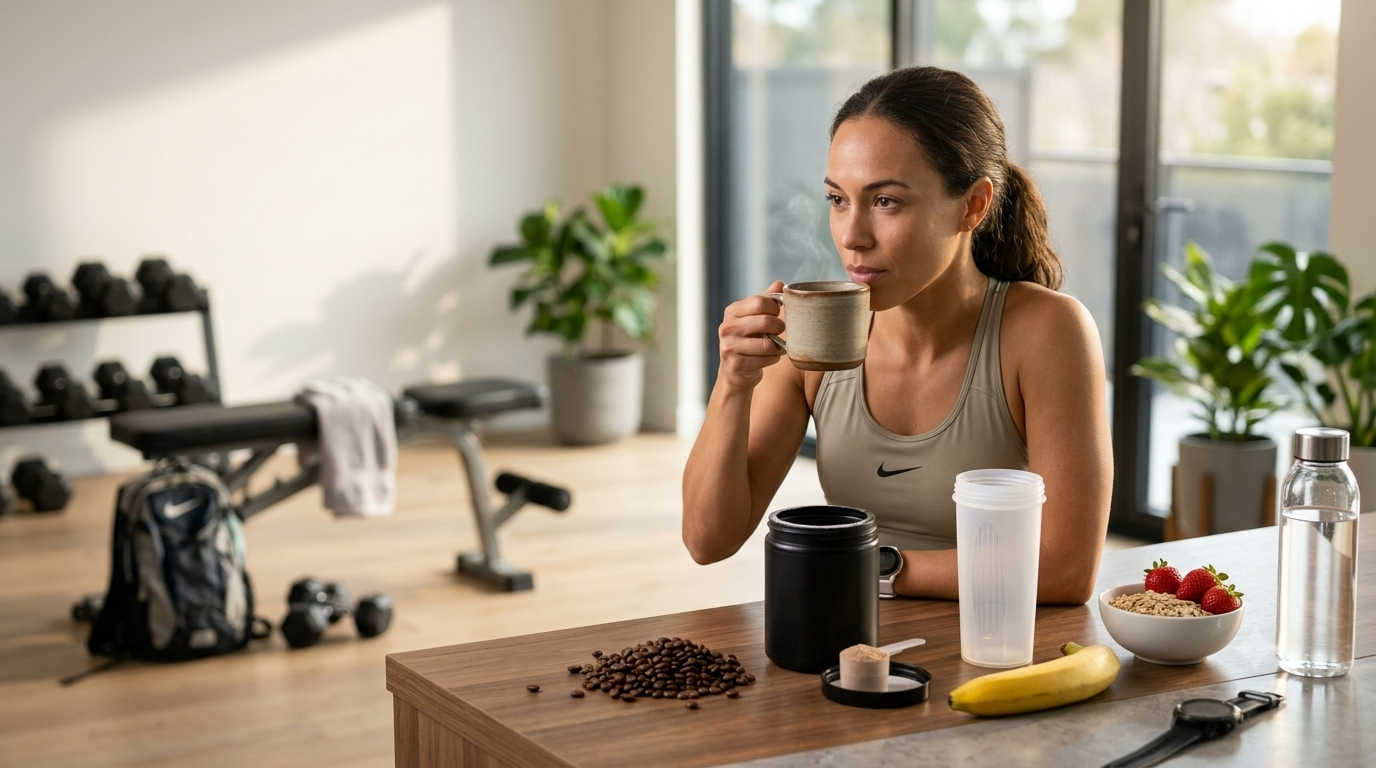 Pessoa preparando café antes do treino como alternativa ao pré-treino