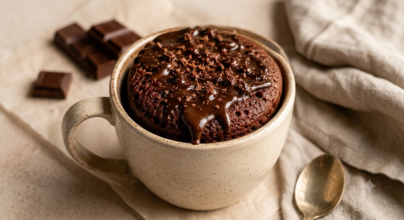 Bolo proteico de chocolate em caneca