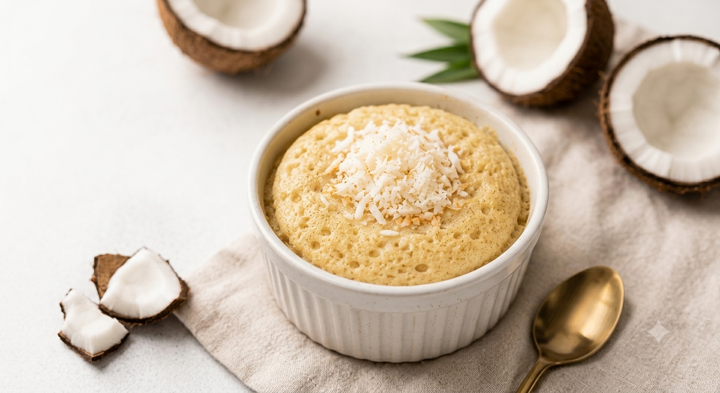 Bolo proteico de coco em potinho